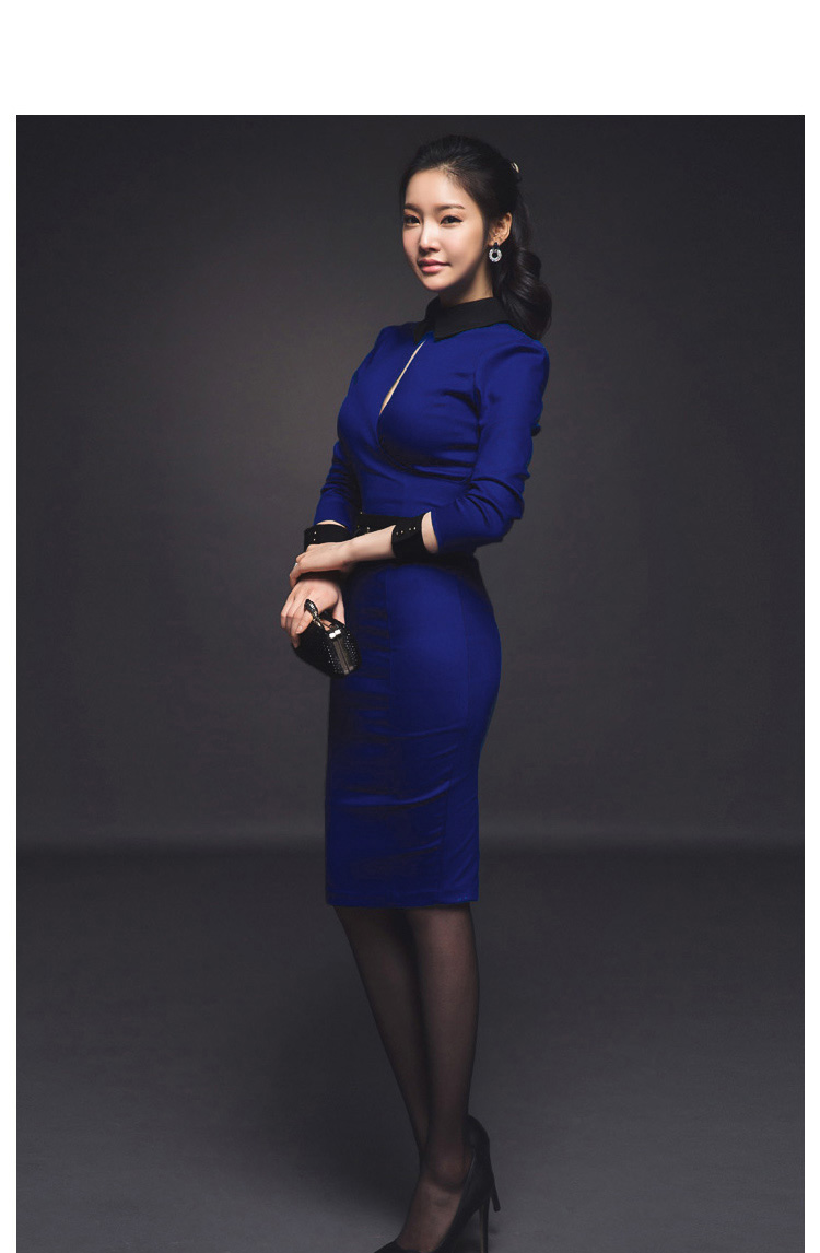 C5862 日韩版洋装连衣裙(蓝色)3月